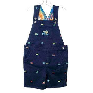 Gymboree NWT Boys Size 5T Shortalls Navy Blue Embroidered Trucks Boats Cars NEW